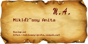 Miklóssy Anita névjegykártya