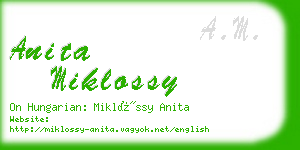 anita miklossy business card